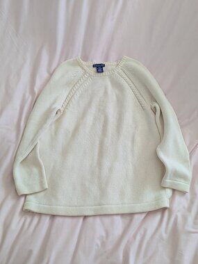 Eagle’s Eye White Cable Knit Cotton Made in HK Sweater S